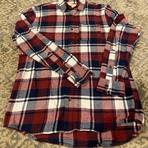 Hollister Men’s Red & Navy Plaid Button-Up Shirt